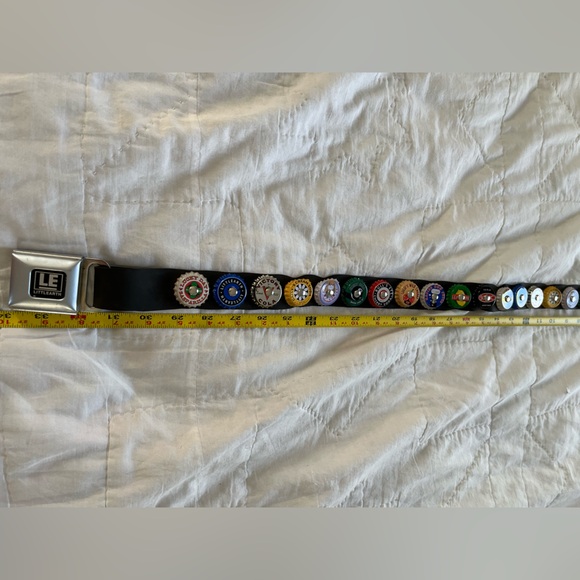Vintage 90s bottle buckle belt with seat belt buckle